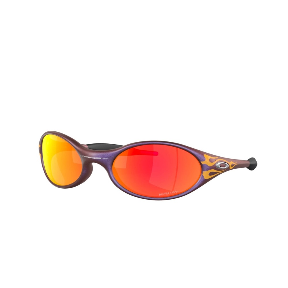 NWT OAKLEY X BRAIN DEAD EYE JACKET FLAMES SUNGLASSES (PRIZM RUBY / BLUE / RED)